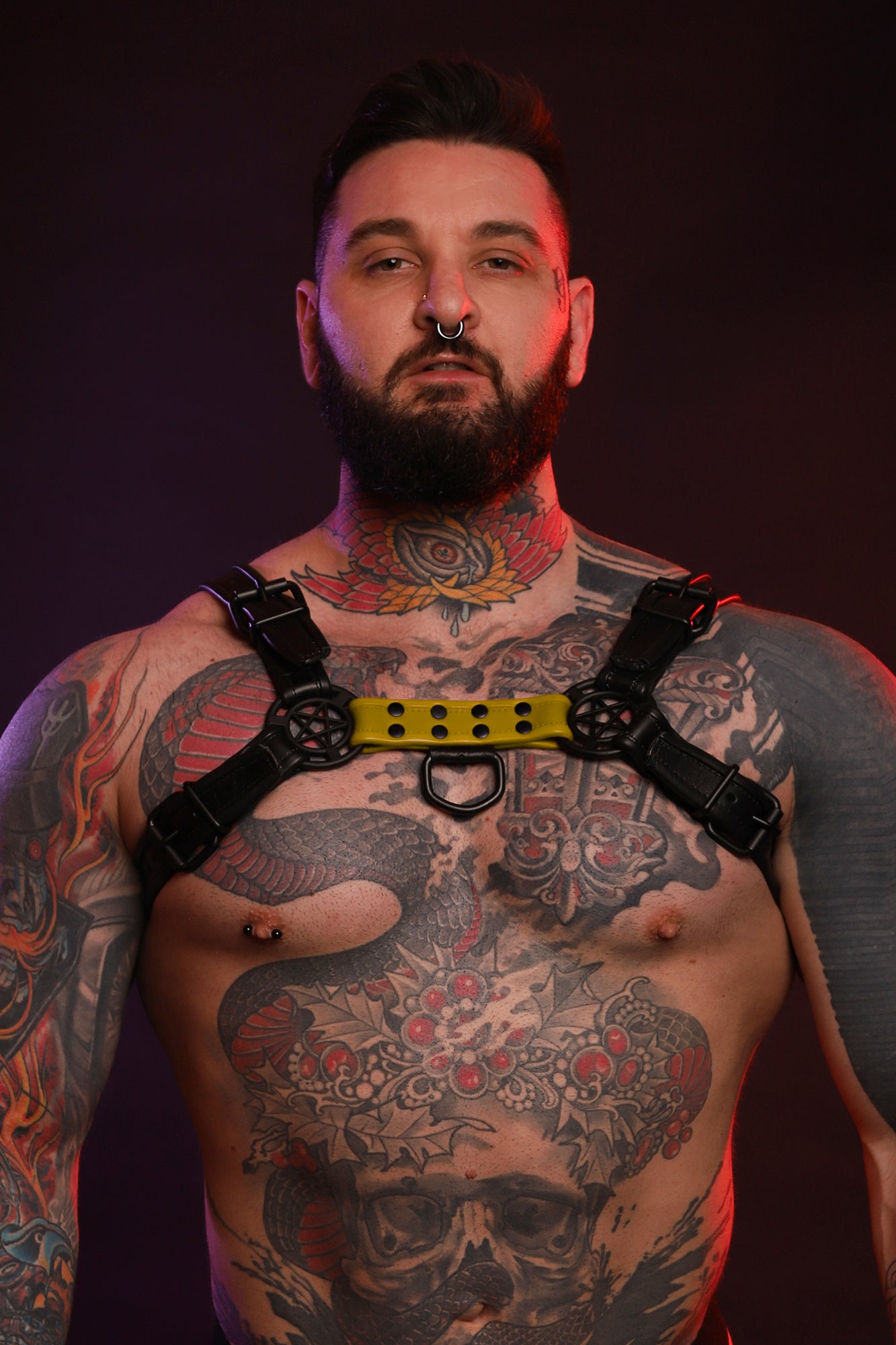 A close up of a Beast Harness in yellow.