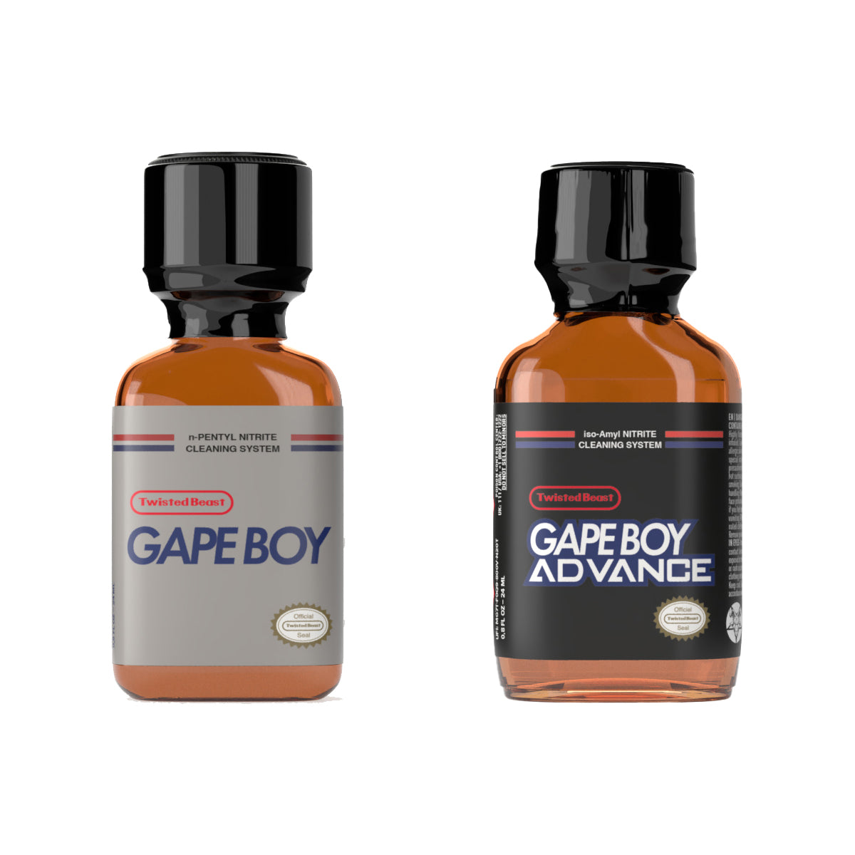 The Gape Boy Double Poppers Back, which includes a bottle of Gape Boy Poppers and Gape Boy Advance Poppers.
