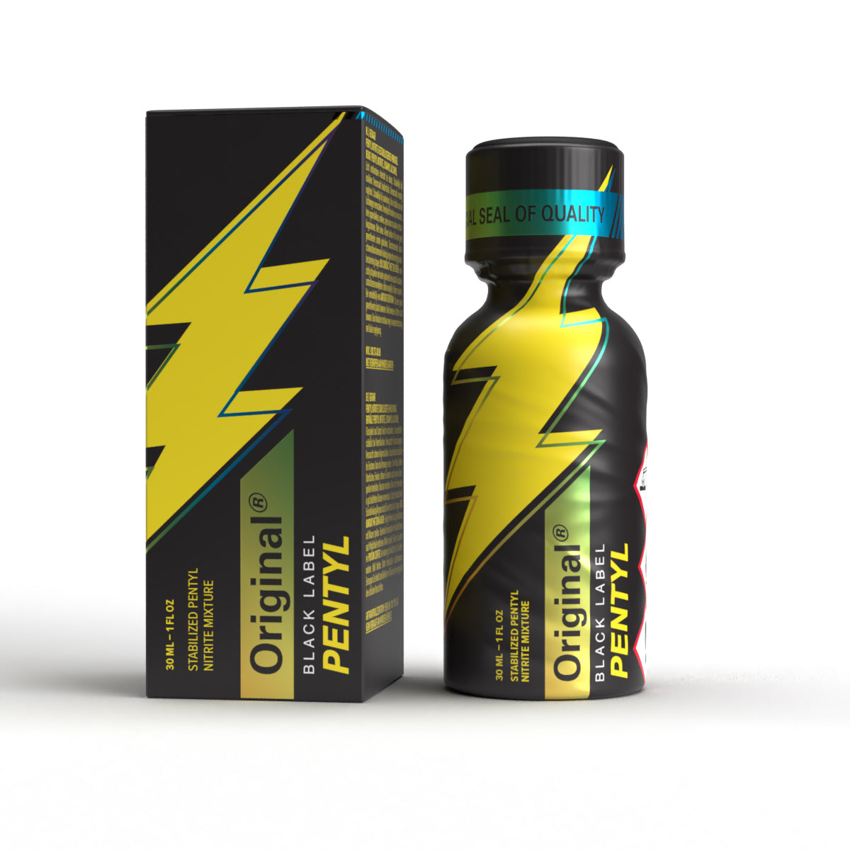 A product photo of a 30ml bottle of Original Pentyl Poppers.