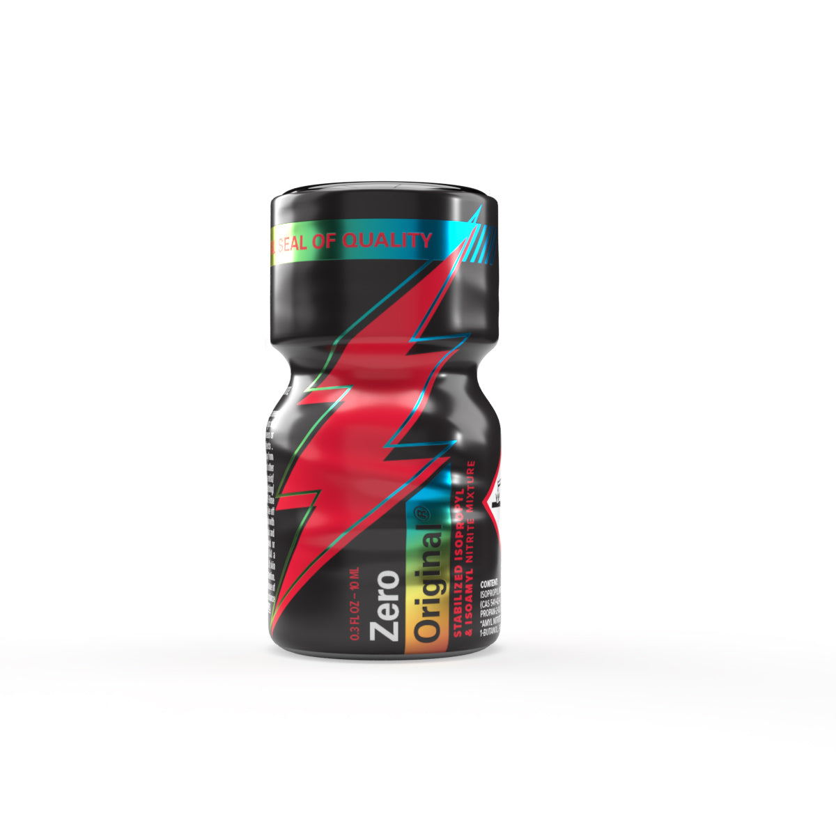 A product photo of a 10ml bottle of Original Zero Poppers.