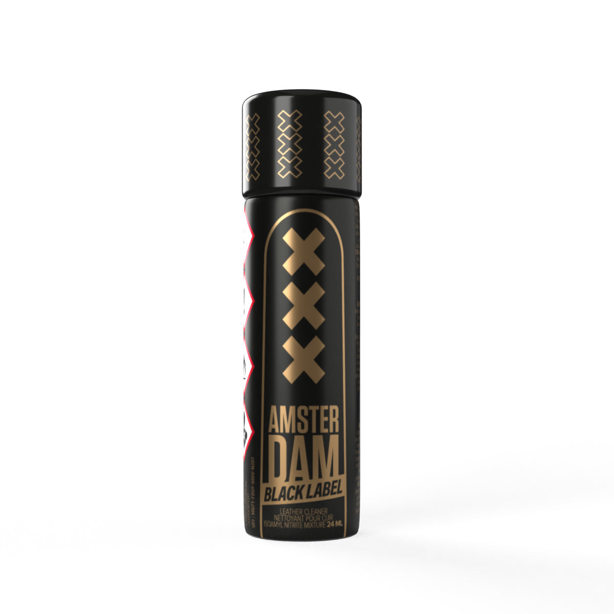 A product photo of a bottle of Amsterdam Amyl Slim Poppers.