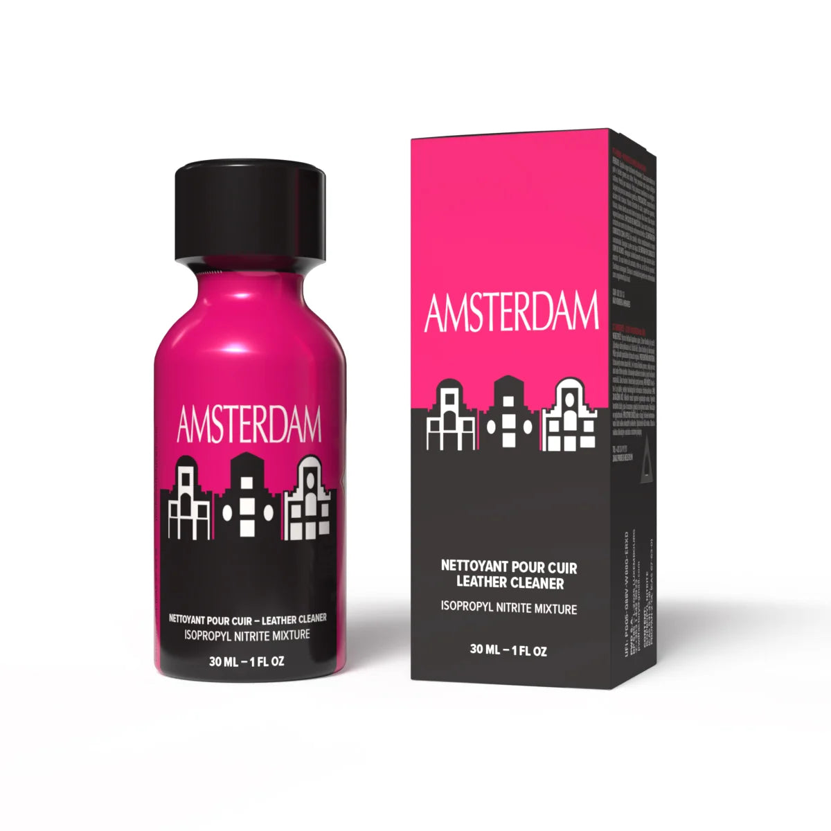 A product photo of a 30ml bottle of Amsterdam Poppers.