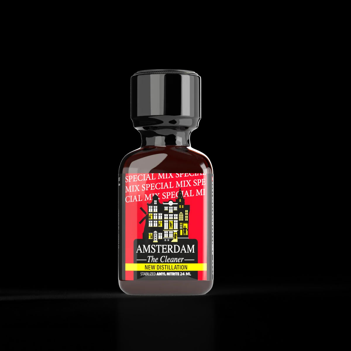 A product photo of a 24ml bottle of Amsterdam Special Poppers.