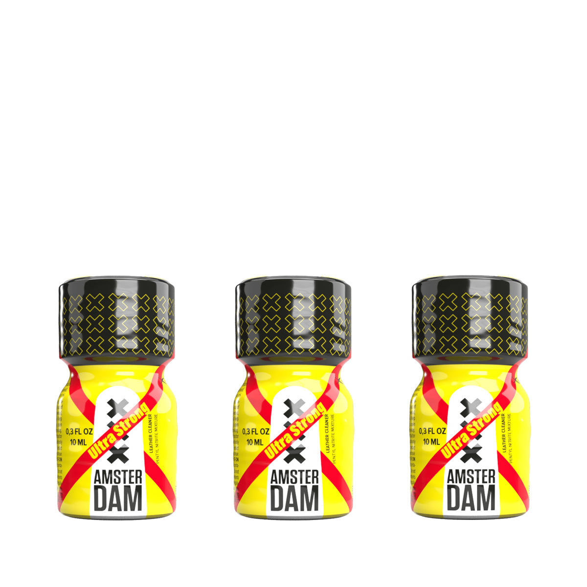 Three bottles of XXX Ultra Strong Triple Poppers