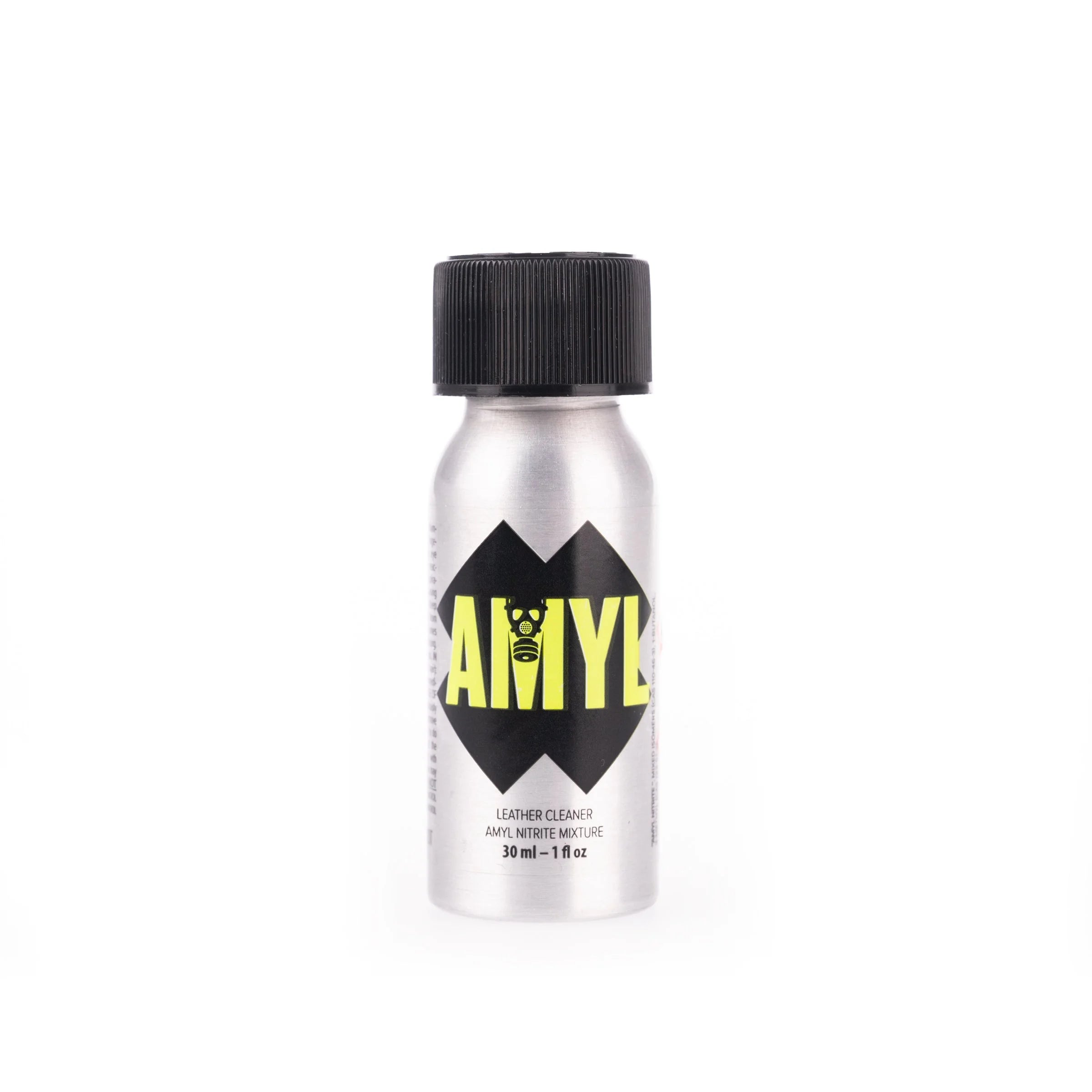 A product photo showing a metal amyl poppers bottle.