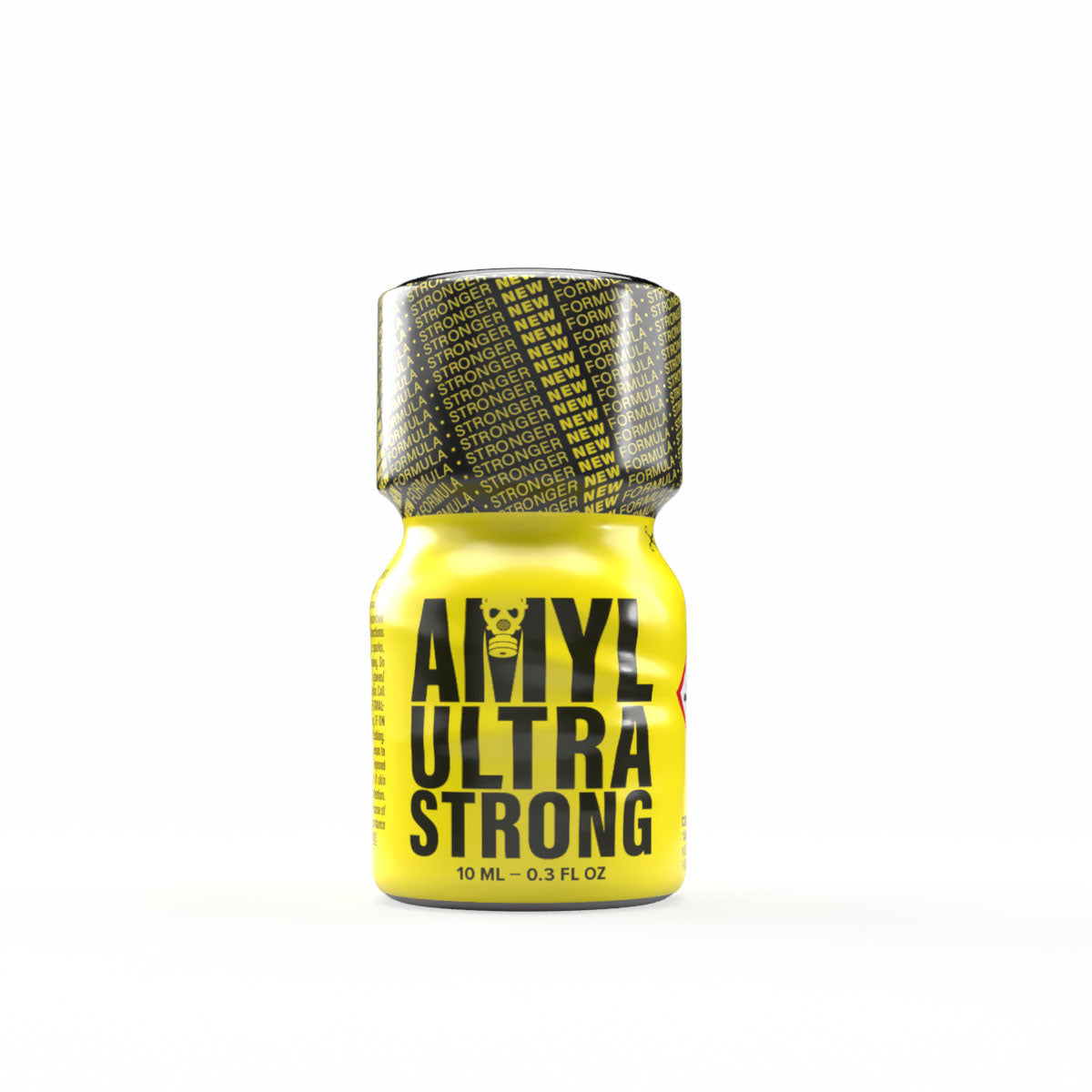 A product photo of a 10ml bottle of Amyl Ultra Strong poppers.