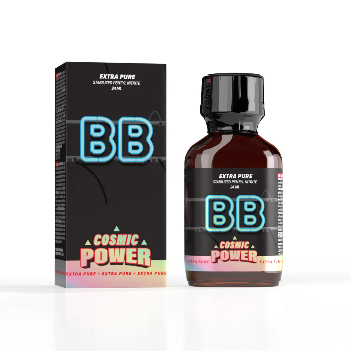A product photo of a 24ml bottle of BB Cosmic Poppers.