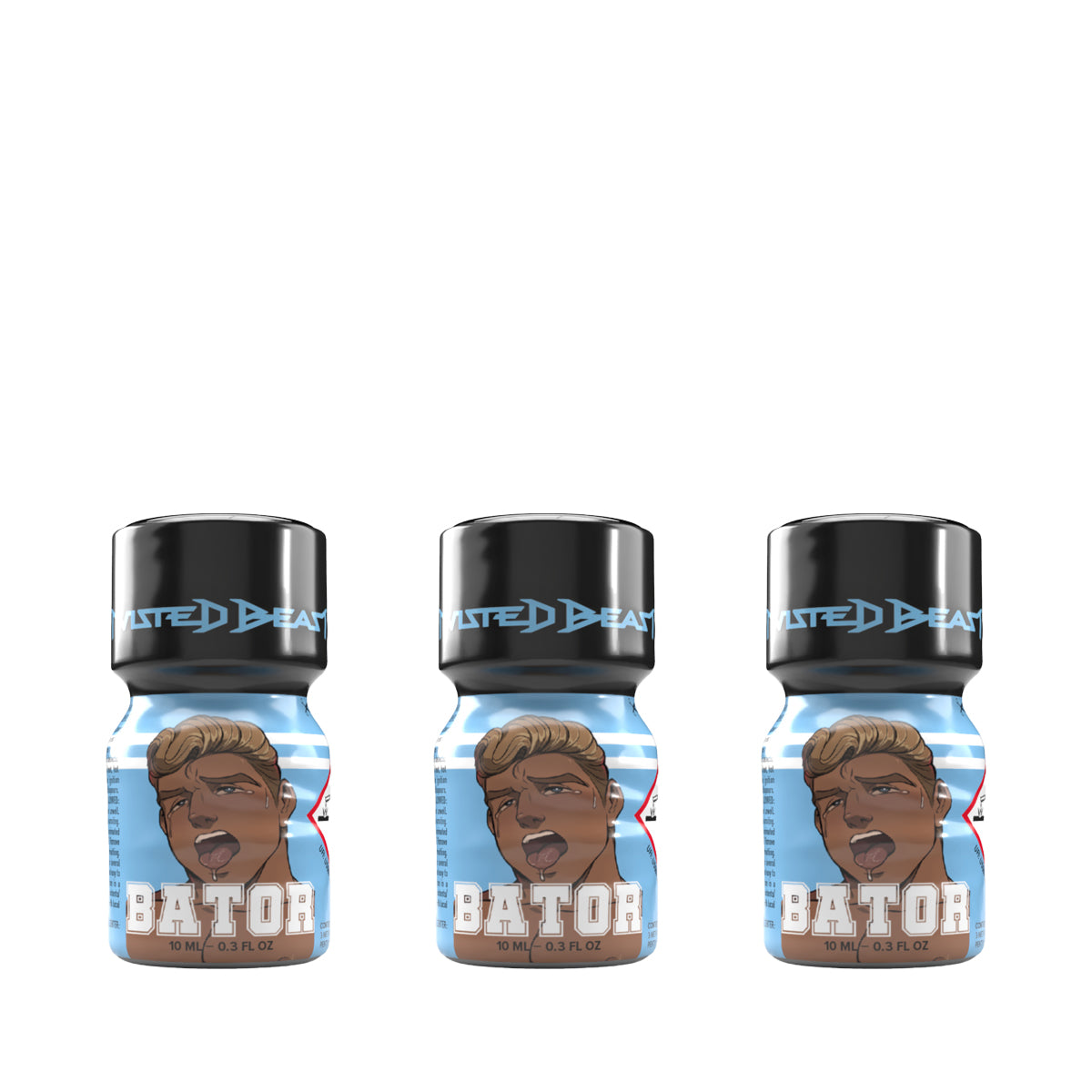 A product photo of a triple pack of 10ml Bator Poppers.