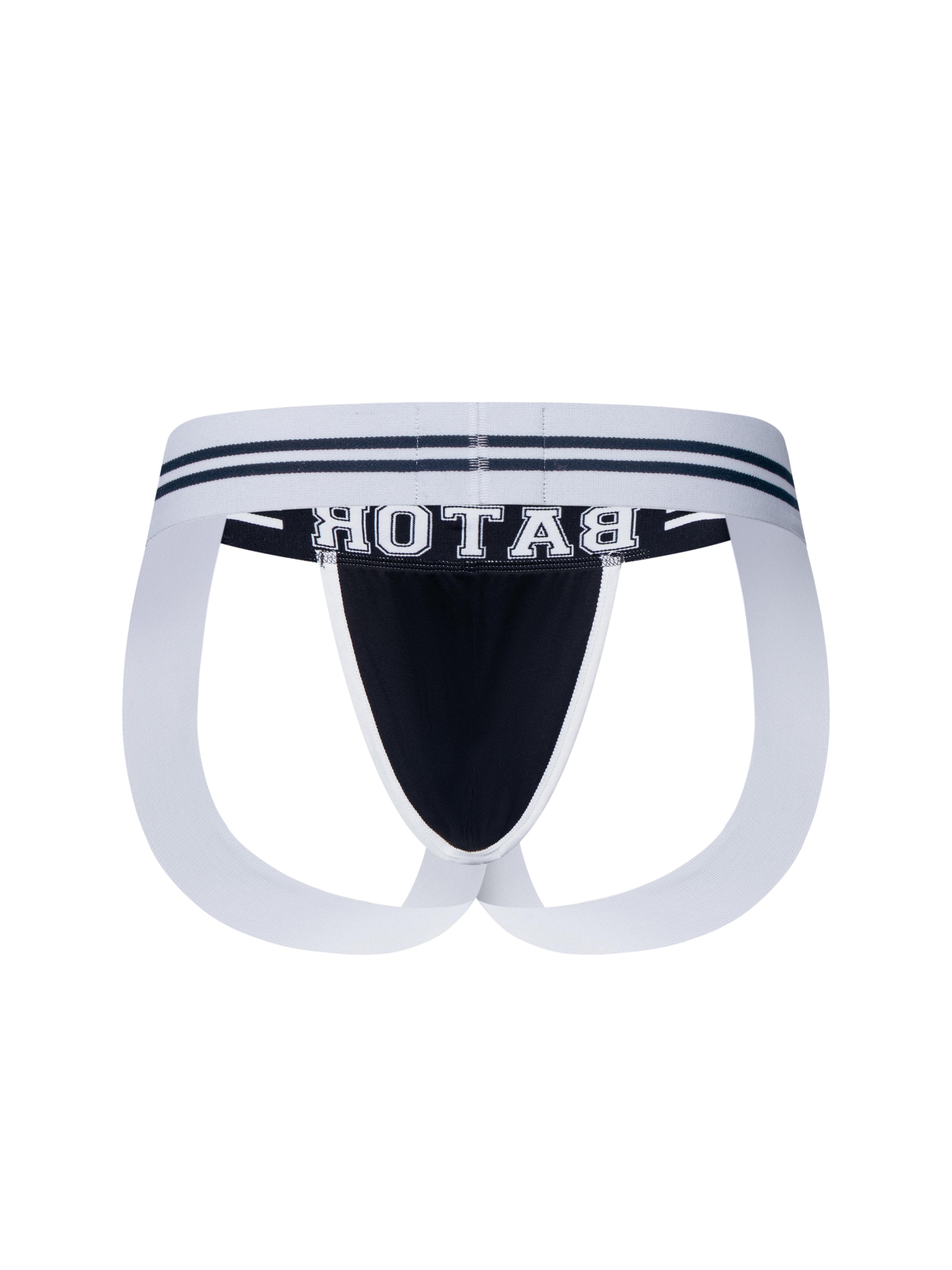A product photo of a black Bator Jock taken from behind.