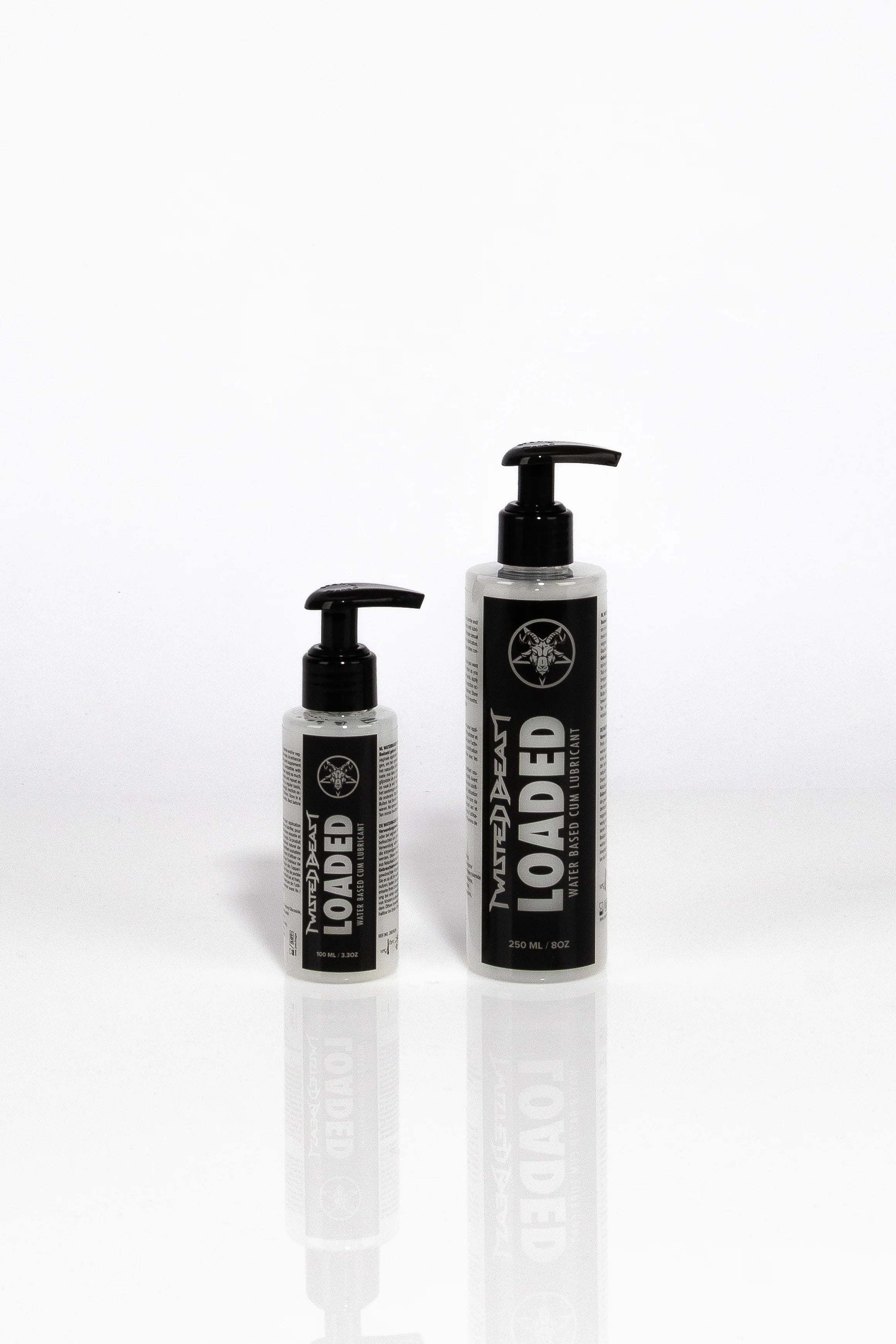 A product photo of two bottles of cum lube.