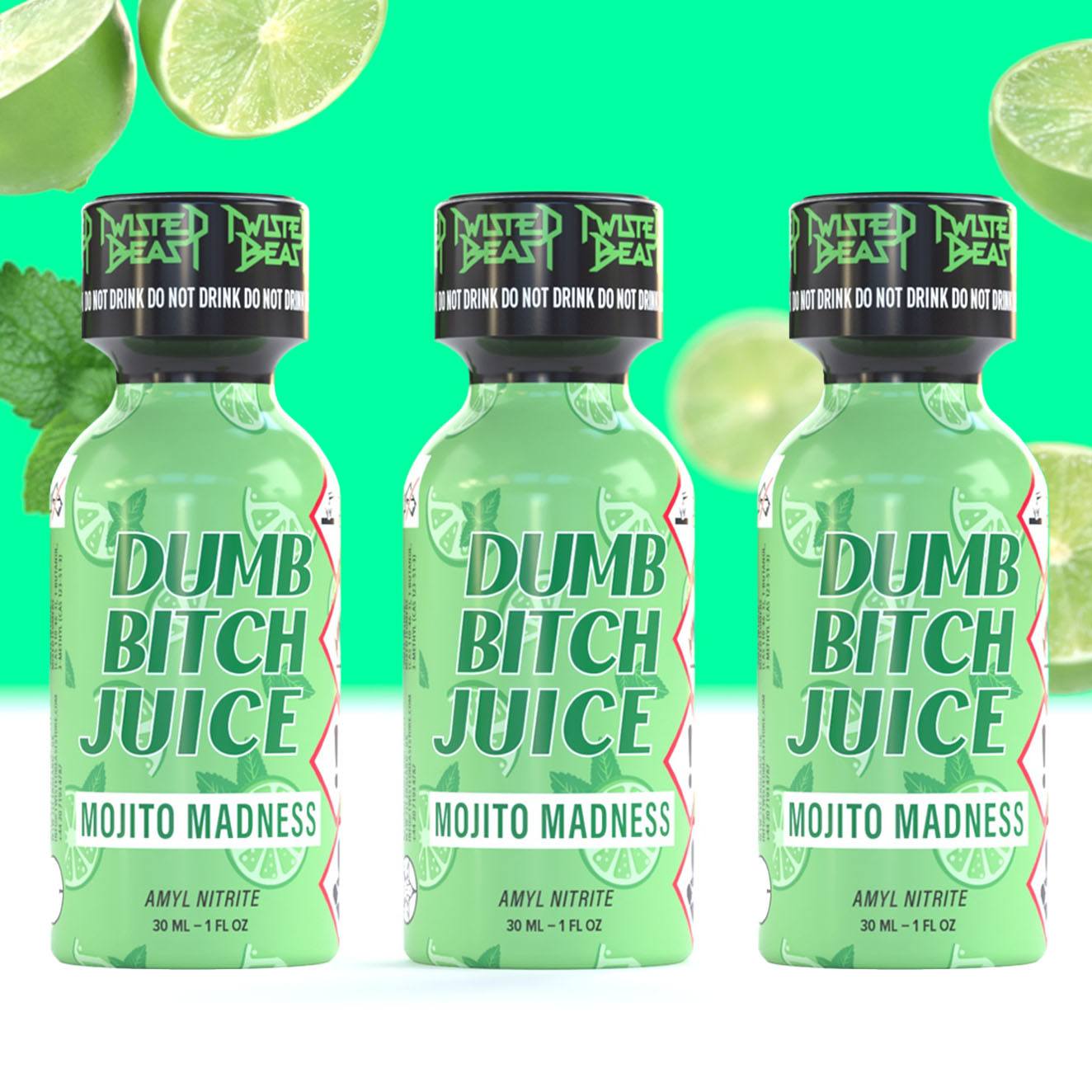 Three bottles of Dumb Bitch Juice Mojito Madness