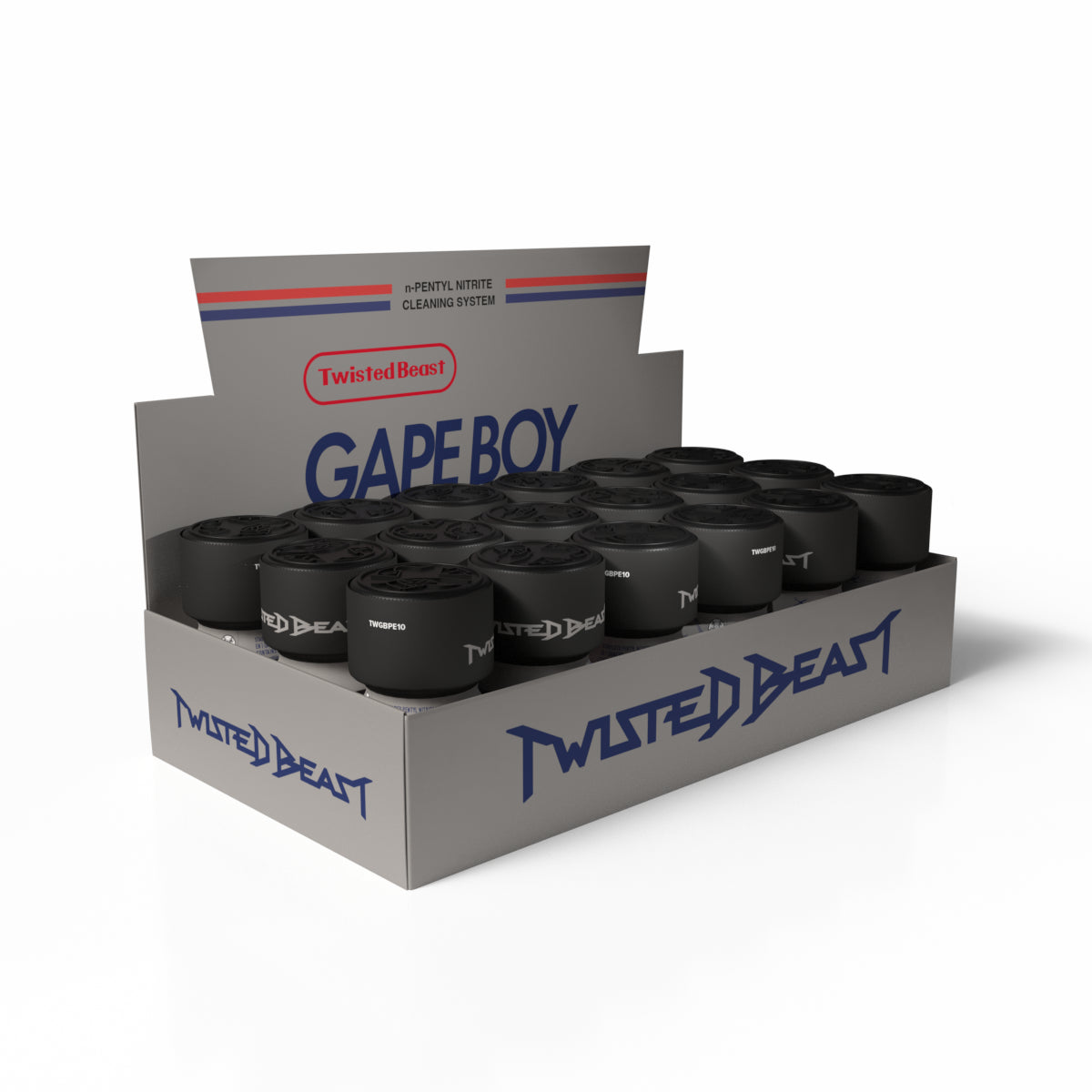 An 18 pack of 10ml Gape Boy Poppers.