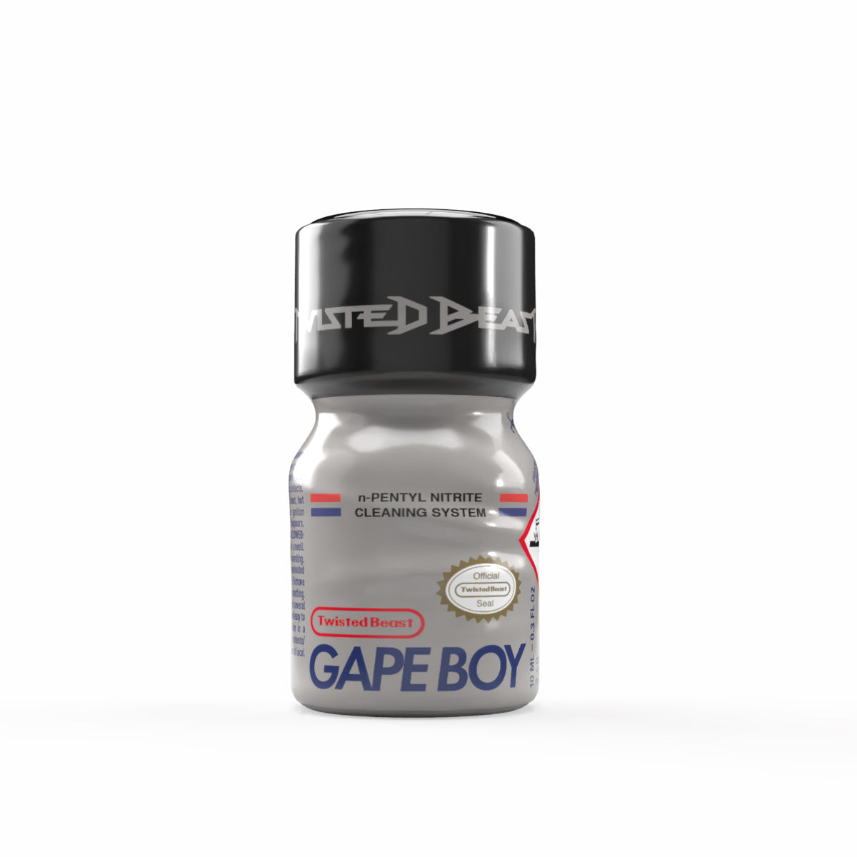 A 10ml bottle of Gape Boy Poppers.