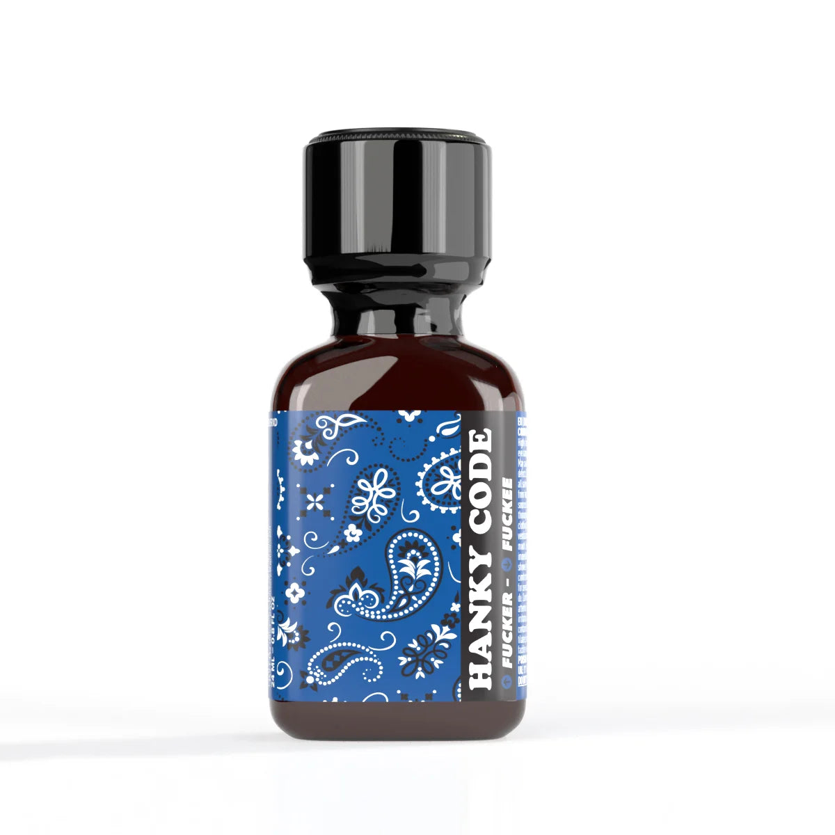 A product photo of a 24ml bottle of Hanky Code Poppers Blue.