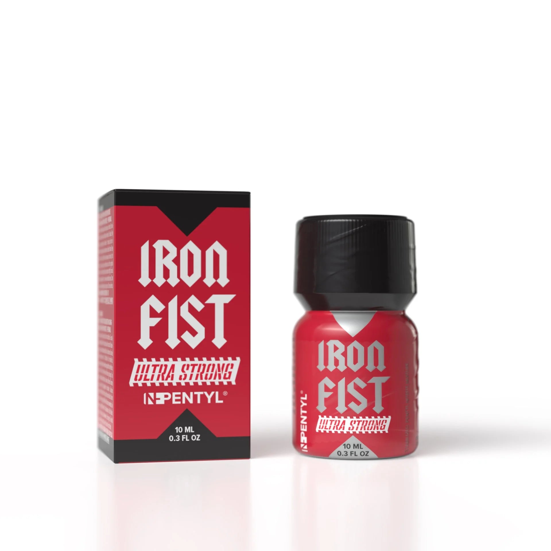 A product photo of Iron Fist Ultra Strong Poppers in a 10ml bottle.