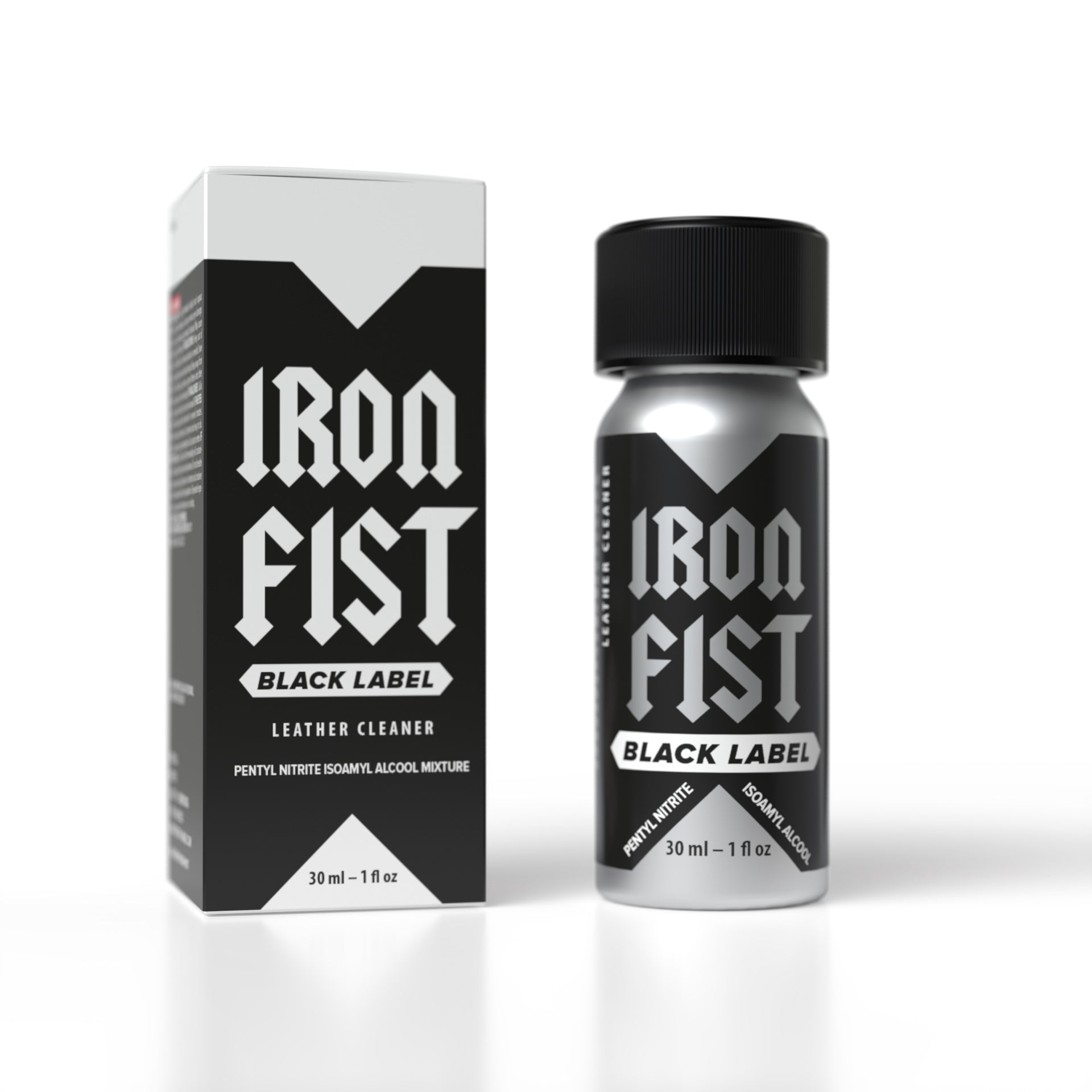 A product photo of Iron Fist Black Label poppers.