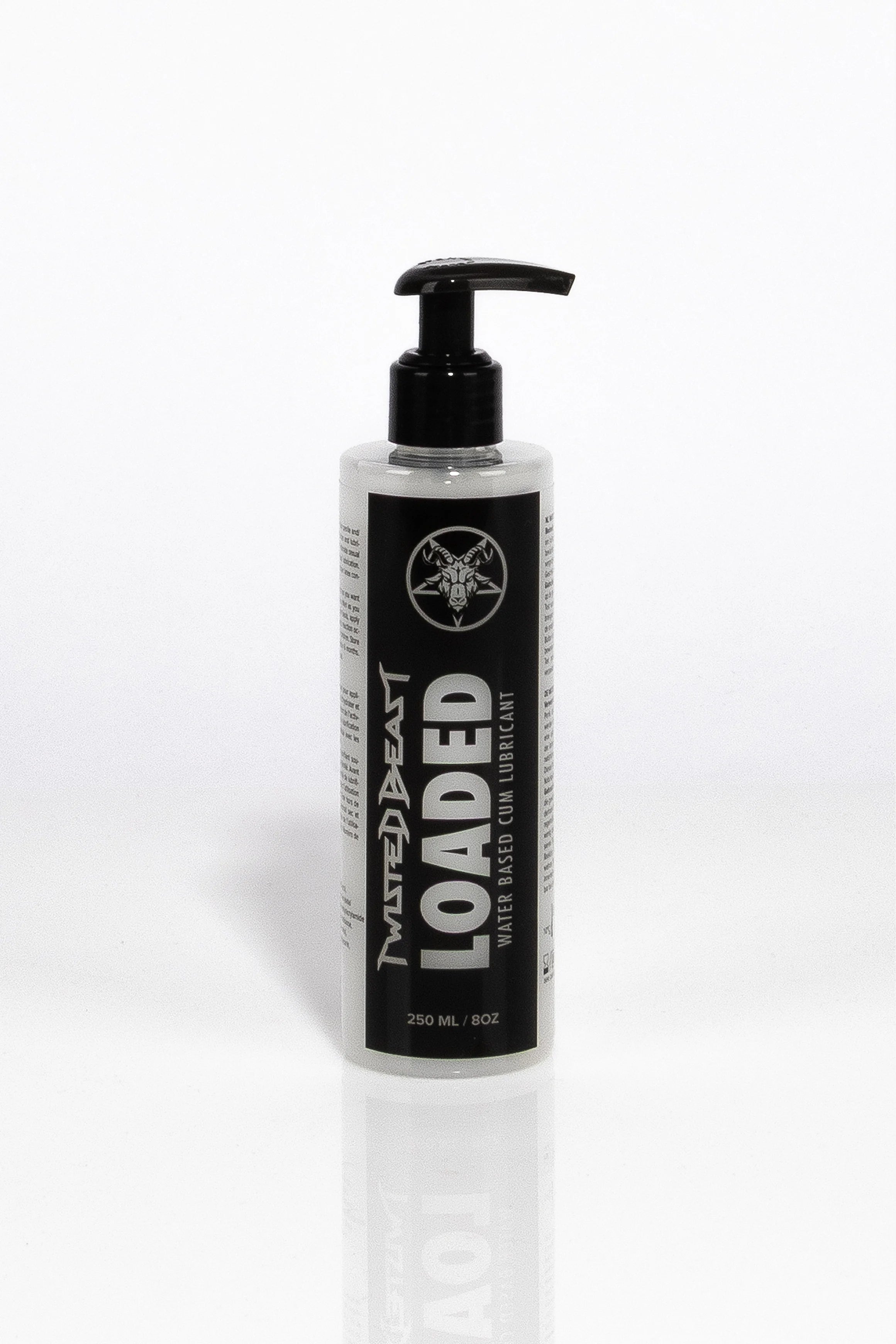 A product image of a 250ml bottle of Twisted Beast Cum Lube.