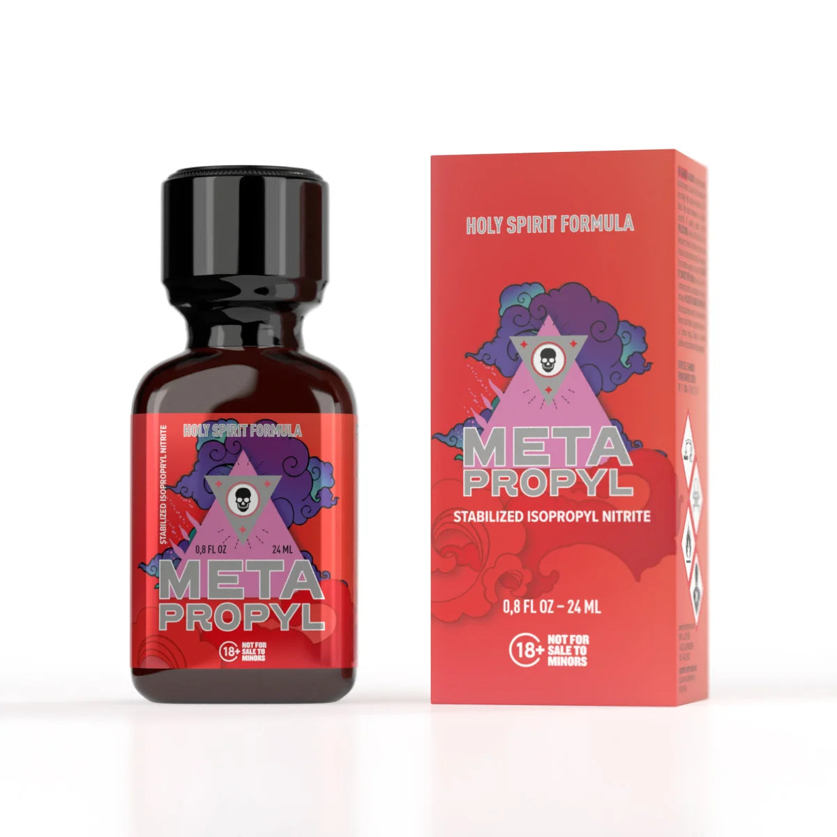 A product photo of a 24ml bottle of Meta Propyl Poppers.