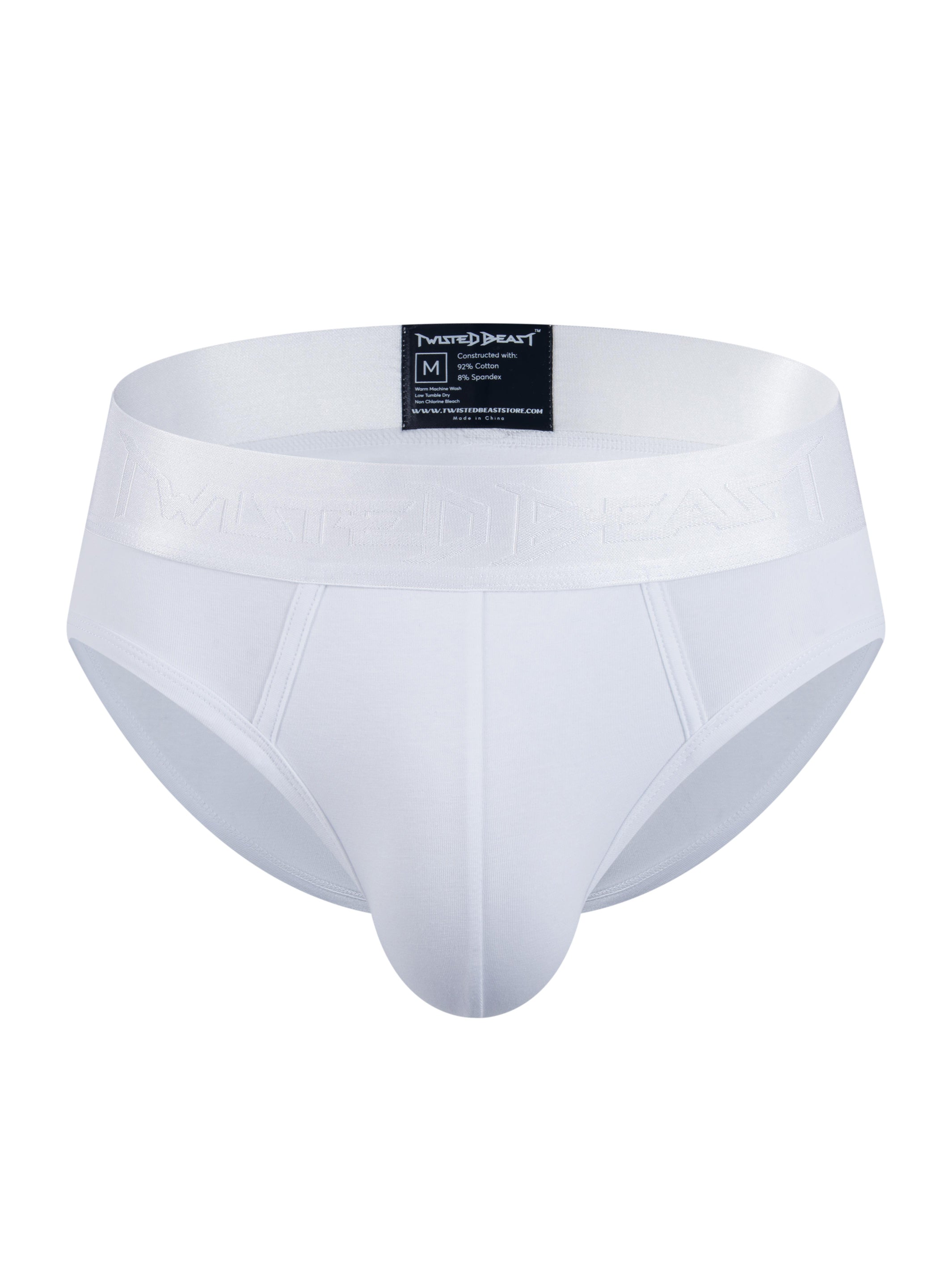 a frontal product photo of a pair of Phantom Briefs in white.