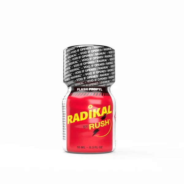 A 10ml bottle of Radikal Rush Flash Propyl Poppers 