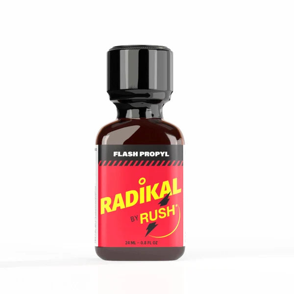 A 24ml bottle of Radikal Rush Flash Propyl poppers.