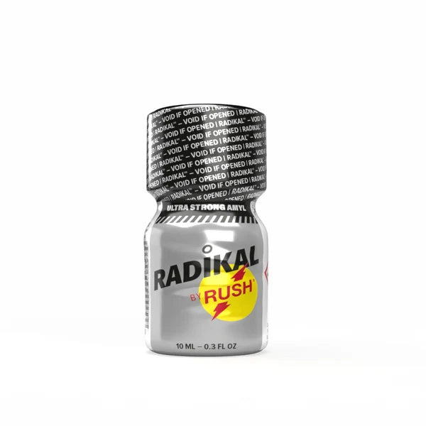 A 10ml bottle of Radikal Rush Ultra Strong Amyl poppers.