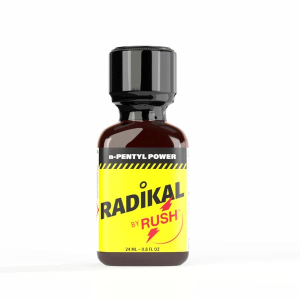 A 24ml bottle of Radikal Rush n-Pentyl Power poppers. 