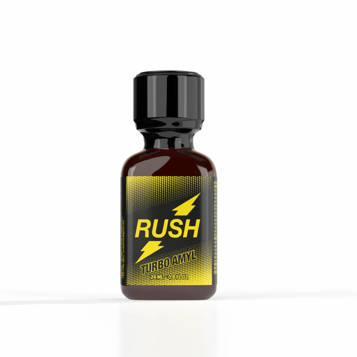 A product photo of a 24ml bottle of Rush Turbo Amyl Poppers.