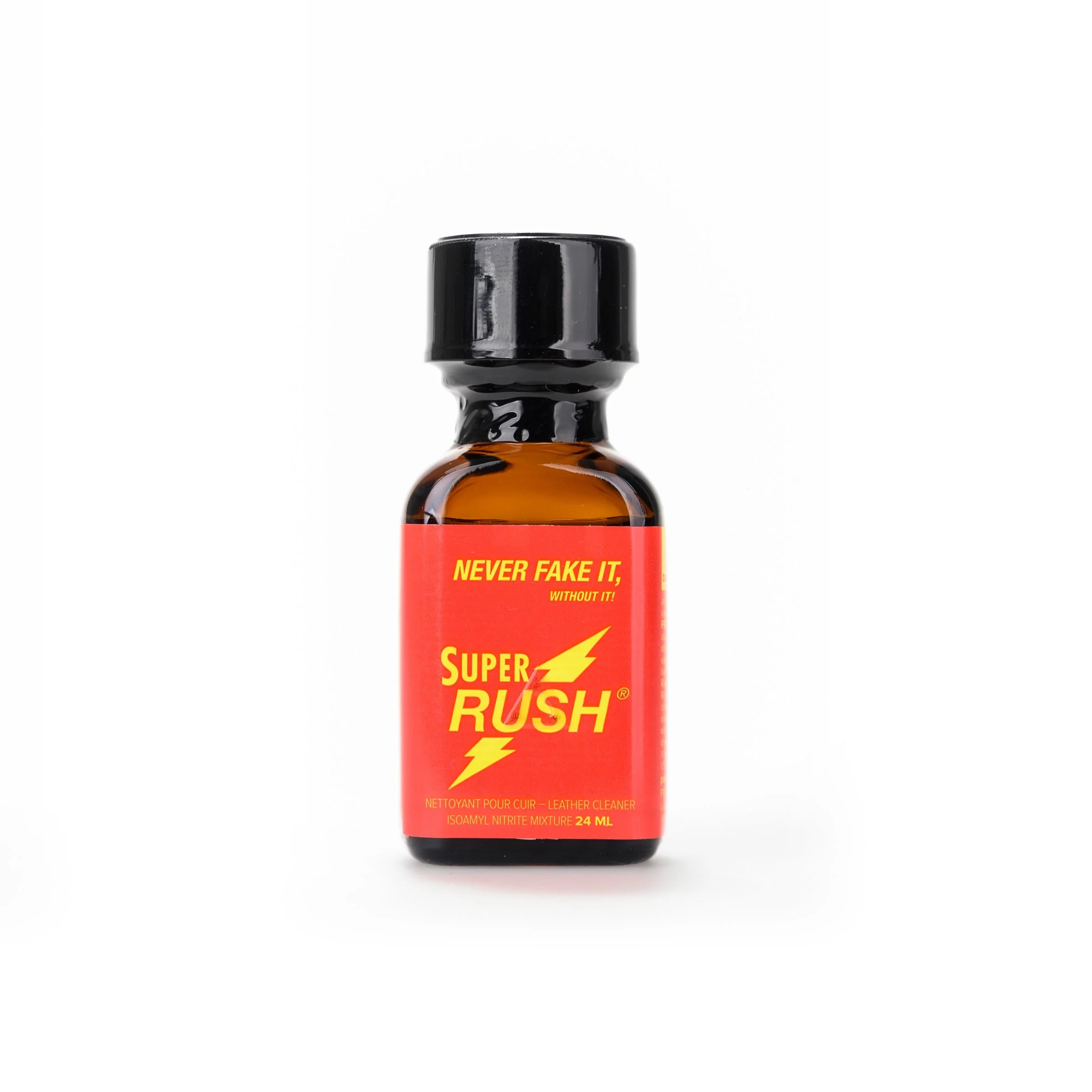A product photo of a 24ml bottle of Super Rush Poppers.