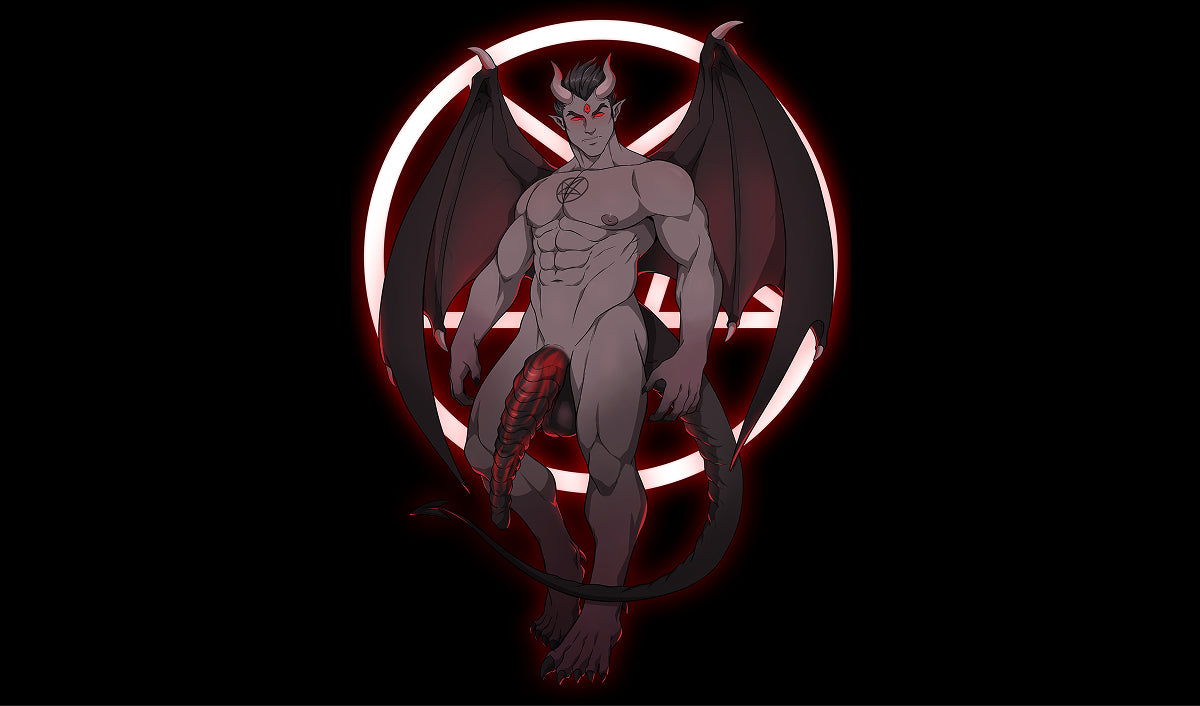 The Twisted Beast Demon Prince Mascot with a pentagram behind him.