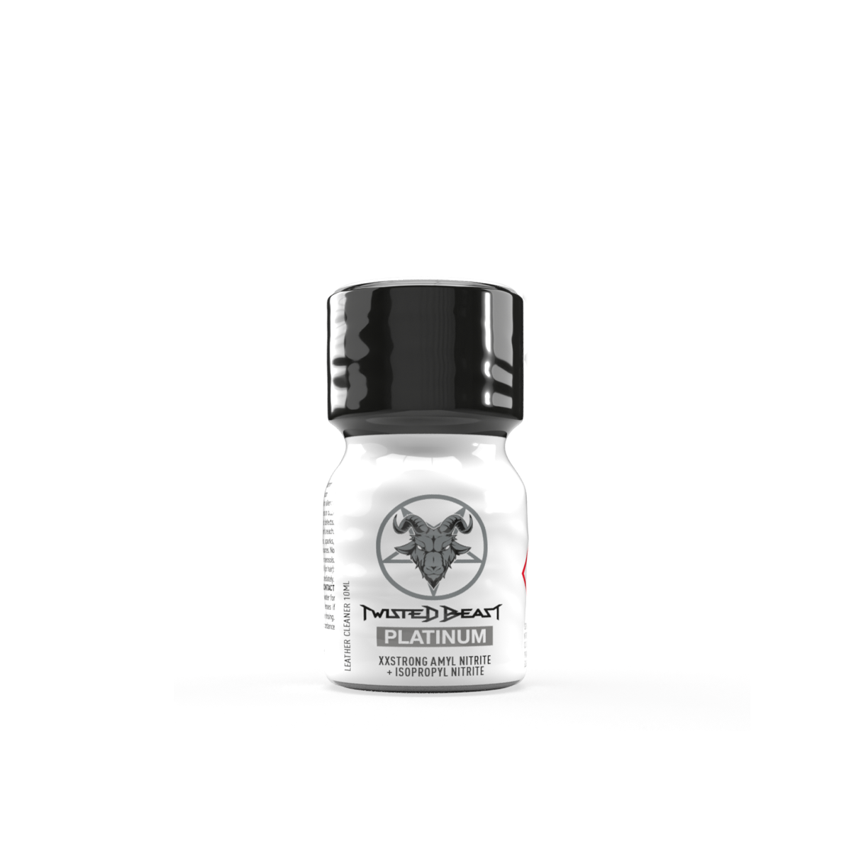 A photo of Twisted Beast Platinum Poppers in a smaller 10ml bottle.