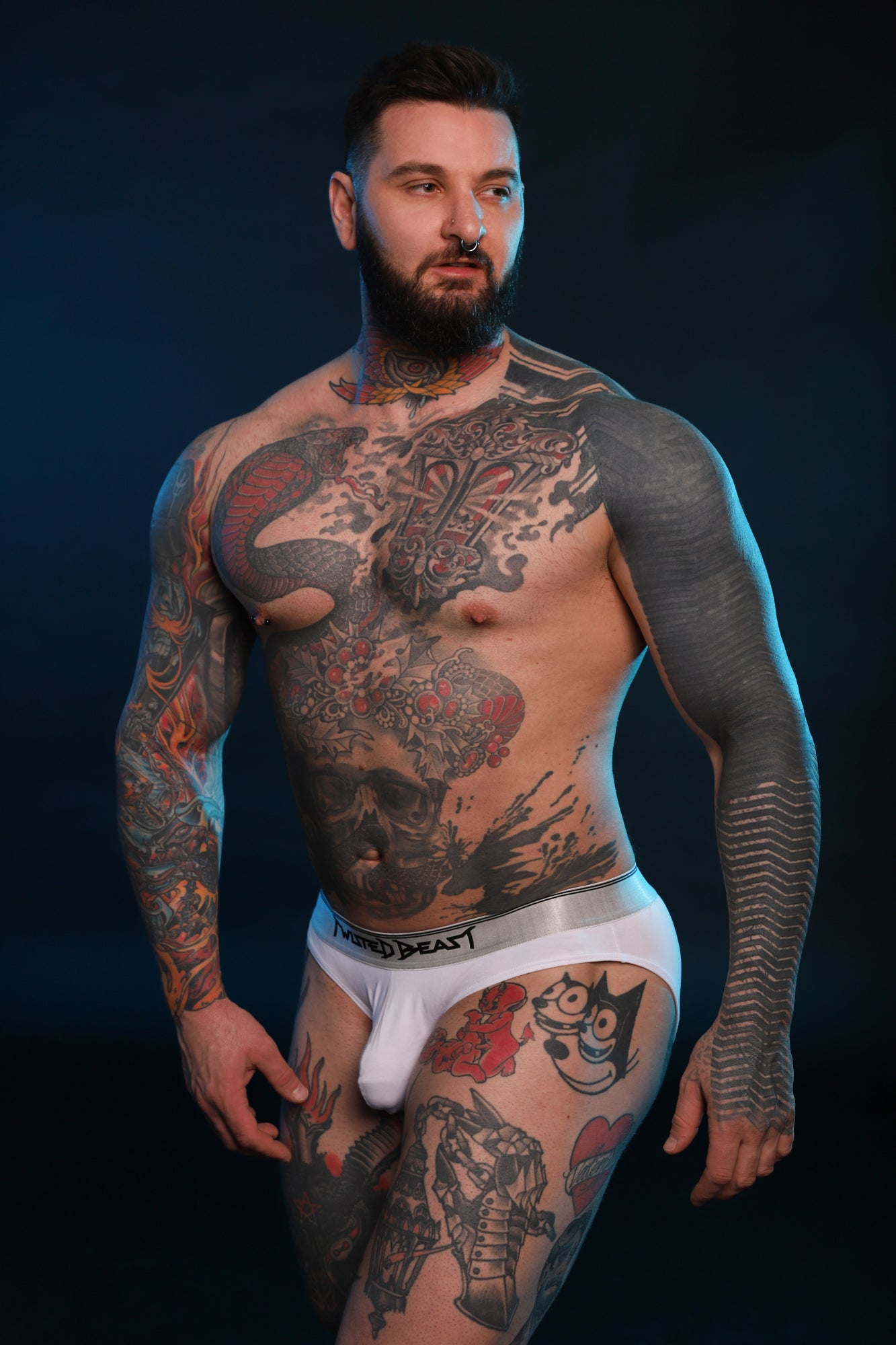A model wearing a pair of Y2K Brief's in white.