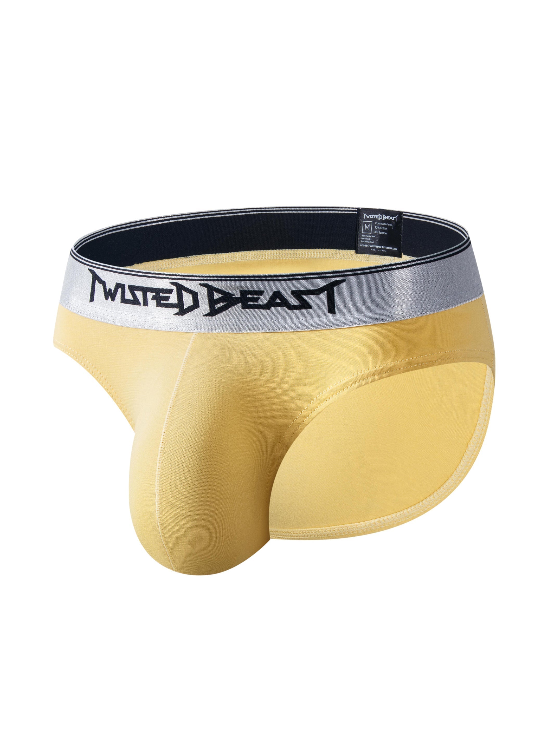 A product photo of a pair of Y2K Briefs in yellow.